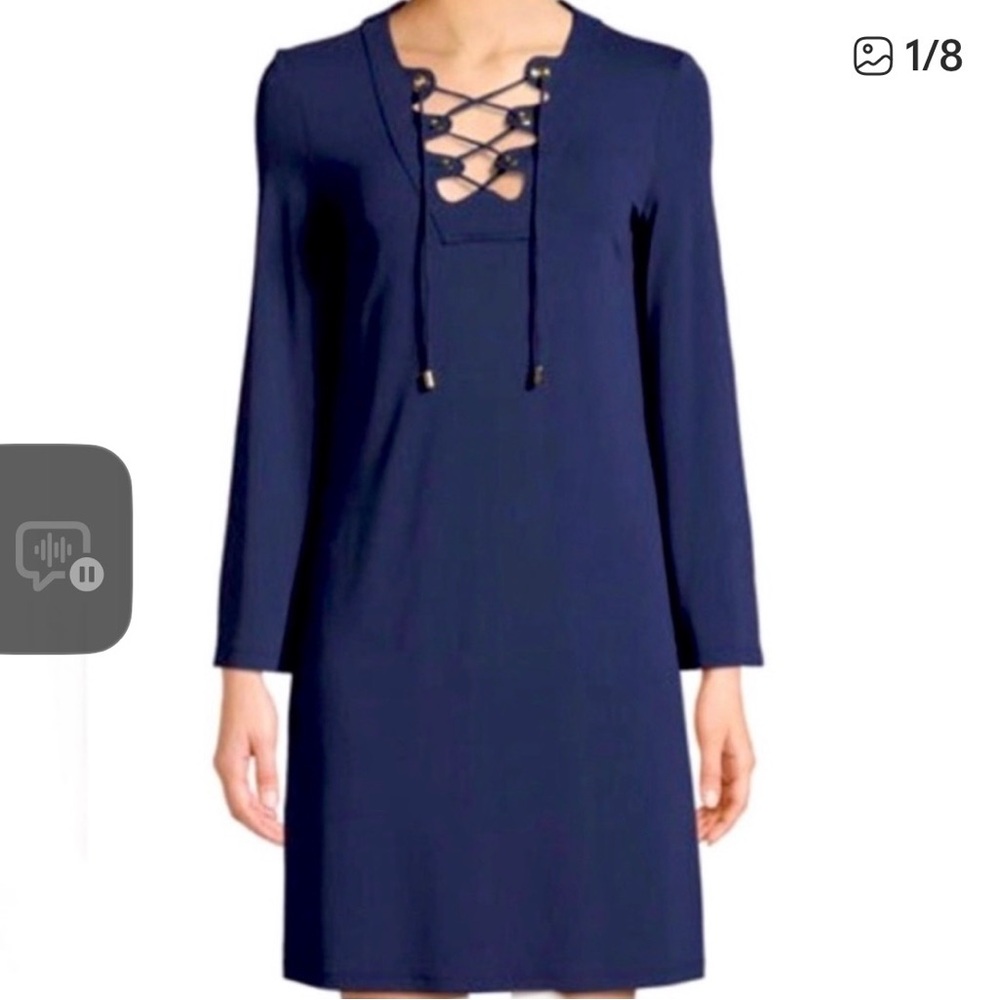 Michael Kors Collection Deep Blue Lace-Up Dress